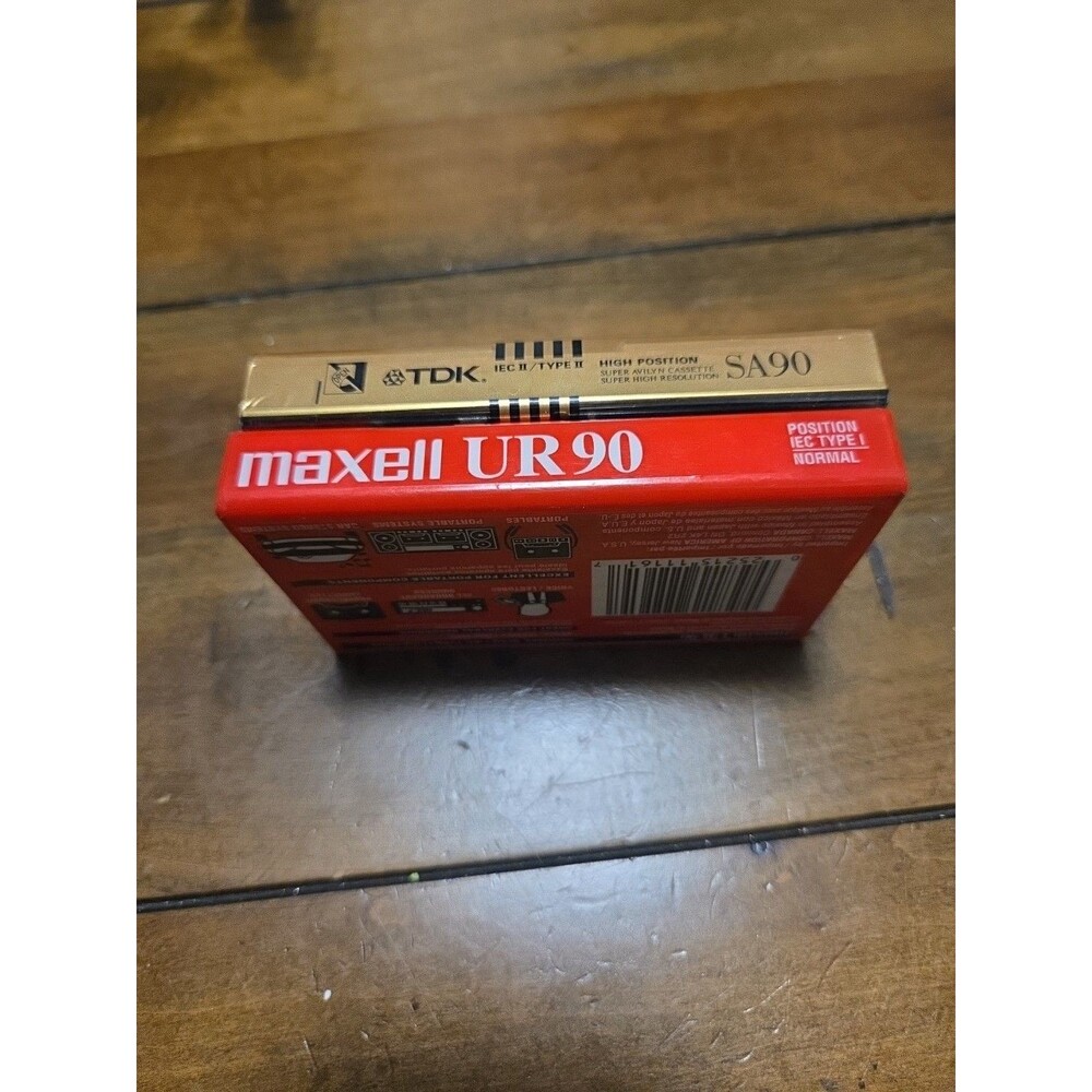 2 Sealed Blank Cassette Tapes Lot TDK SA90 Type II High Position Maxell UR90 NOS